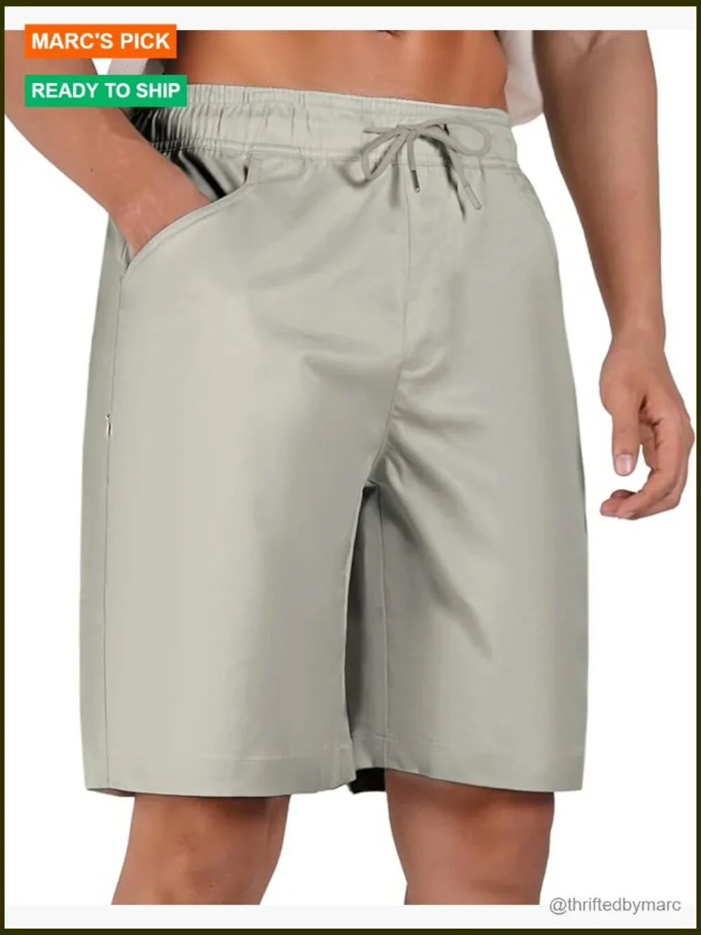 Men's Casual Shorts 9 Inch Inseam Drawstring Flat Front Hybrid Pockets